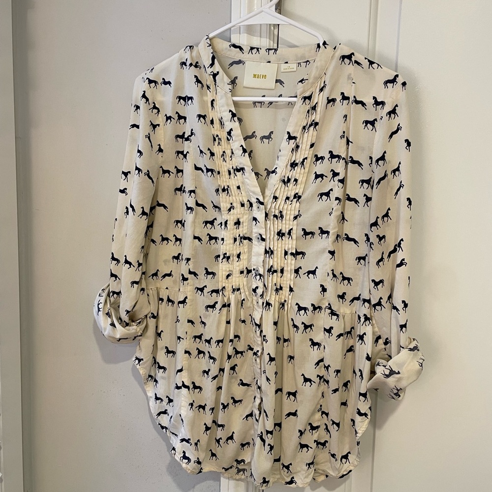 Anthropologie horse blouse